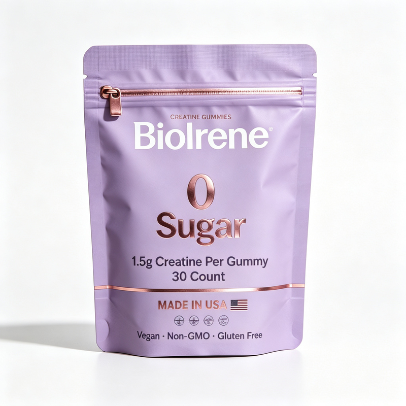 BioIrene 30-count creatine gummies pouch on a white background