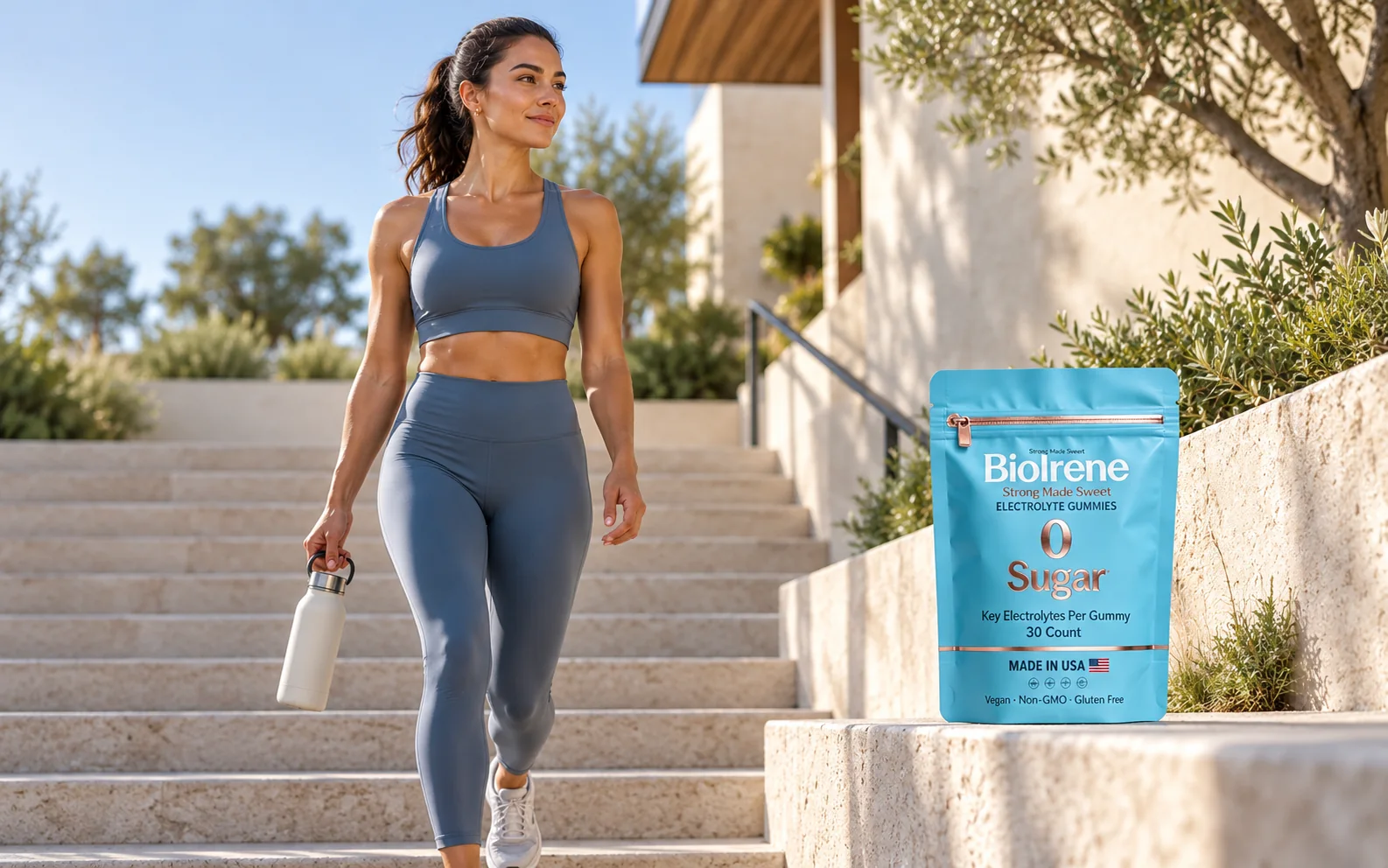 BioIrene Electrolyte Gummies after an outdoor workout