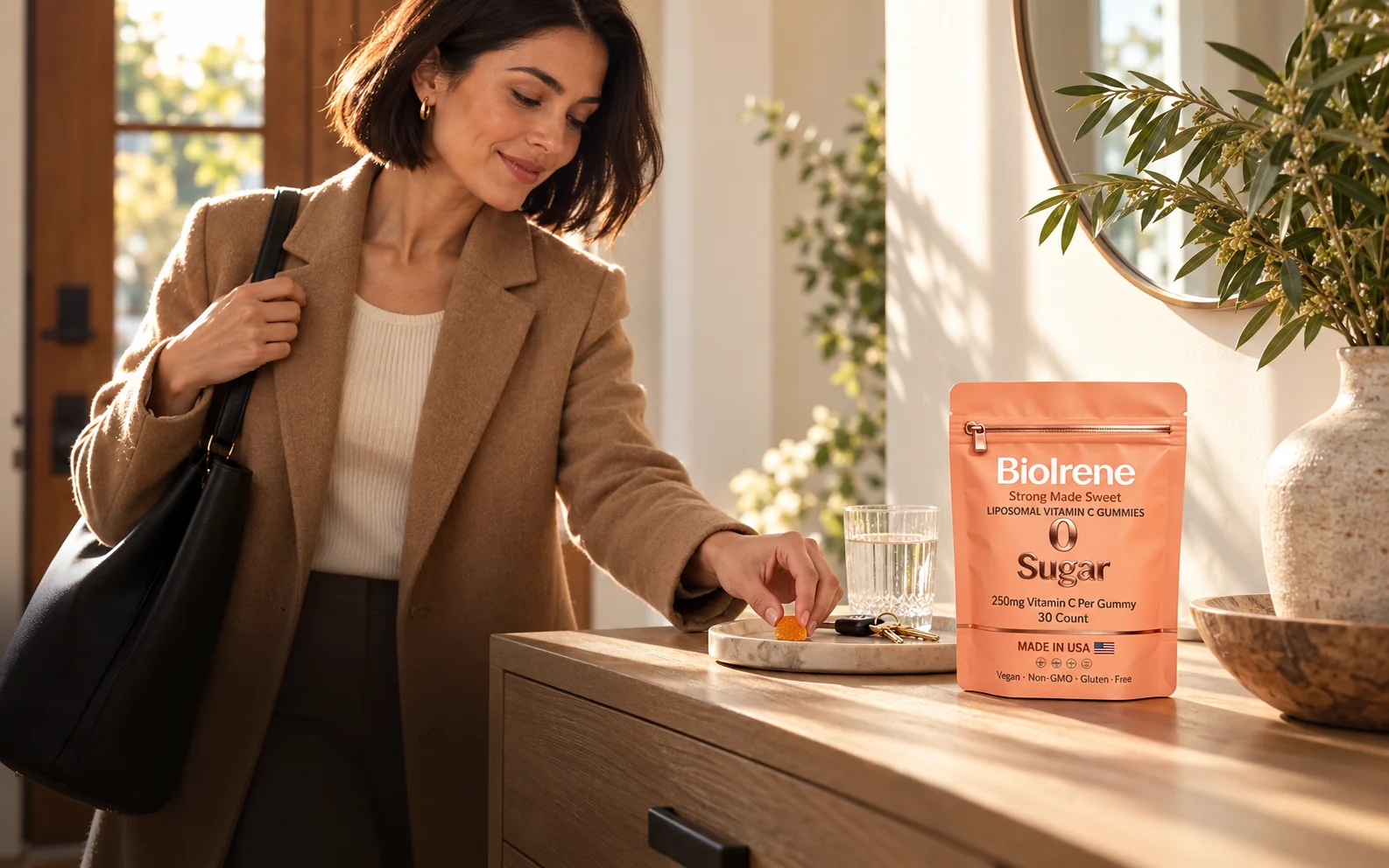BioIrene Vitamin C Gummies in a morning leaving-home routine